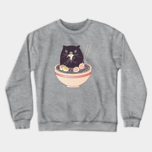 Bowl of ramen and black cat Crewneck Sweatshirt